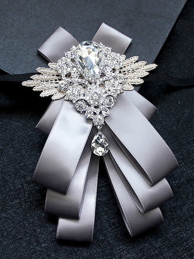 Crystal Men's Tie Brooch Ribbon Pin Bow Elegant - Luxury
