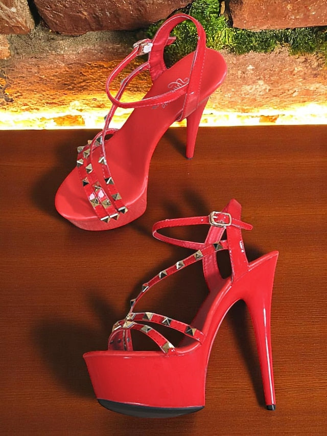 Platform Women's Straps Studded Heels with Stiletto
