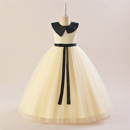 Girls' Party Kids Performance Color Dress Block Sleeveless