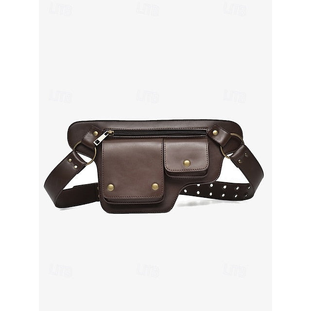 Utility Bag mit Vintage Gürtel Damen Leder Kunstleder