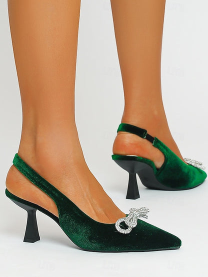 Toe Velvet Heels – Slingback Women's Pointed Cocktail