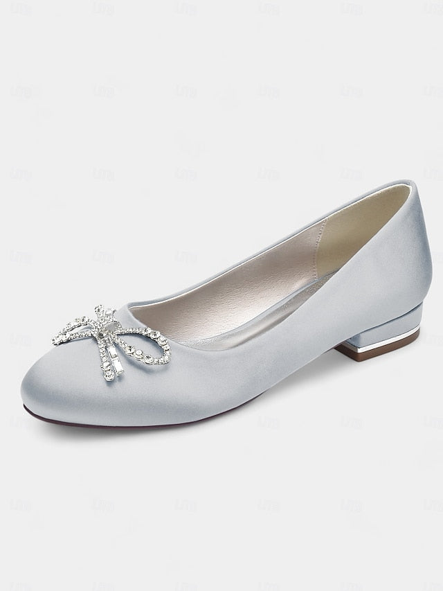 Rhinestone Round-Toe Women's - Embellished Bow Flats