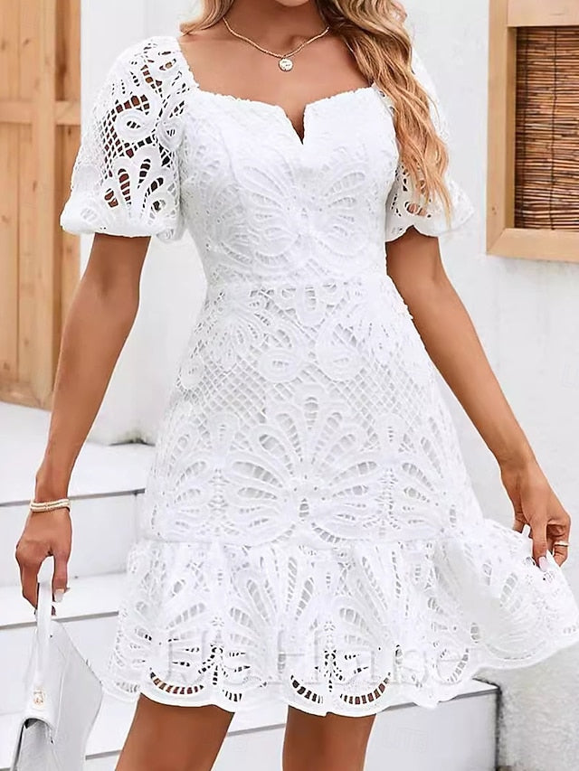 Women's Mini Dress A Line Dress Summer Dress Eyelet Dress