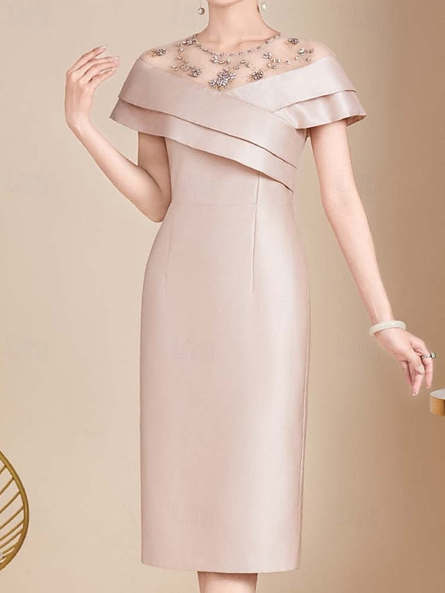 Simple Tea of Crew Mother Elegant Bride Vintage the Length Dress