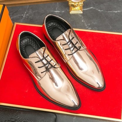 for Formal Shoes Glossy Leather Patent – Green Lace-Up Men