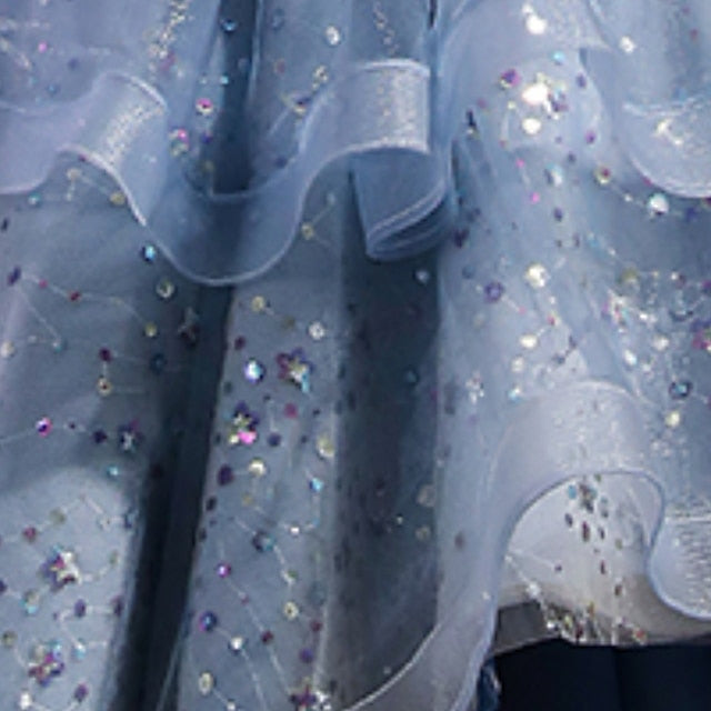 Performance Dress Girls' Sequin Short Kids Sleeve Party