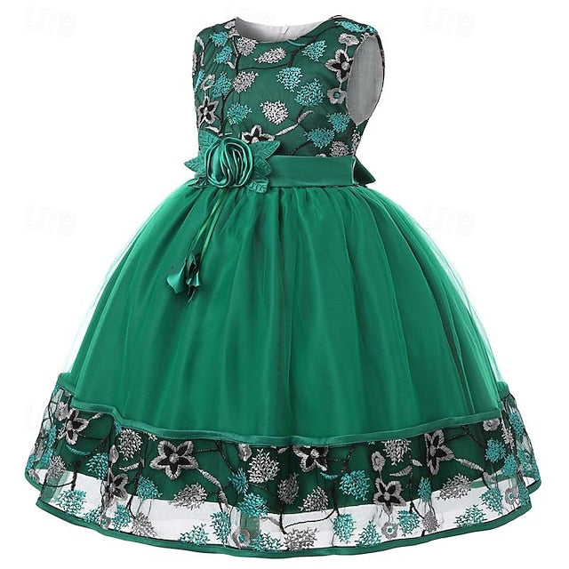 Party Girl Girls' Sleeveless Flower 3D Dress
