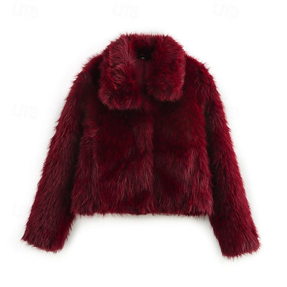 Furs Women's Faux Buttons Coat Warm Fur Comfortable
