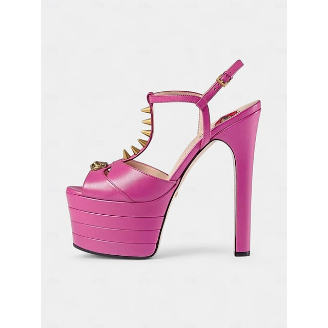 Women's Metallic and High Gold Heels - Silver Edgy Platform