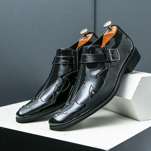 Monk Strap Black Leather Dress Shoes Formal Men's –