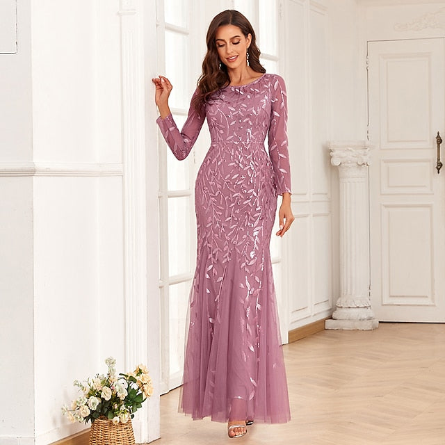 Mermaid Evening Gown Sequin Elegant Dress Wedding Guest Prom