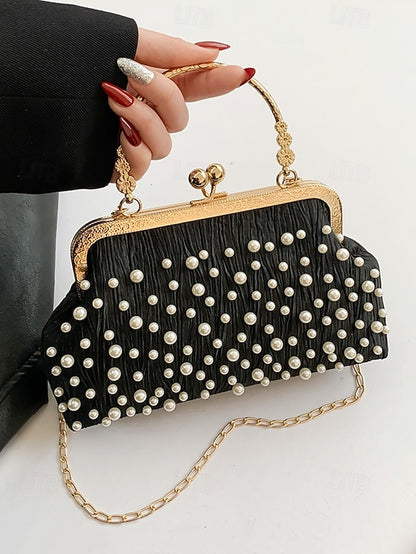 Clutch Elegant Evening – Women's Bag Beaded Pearl Vintage