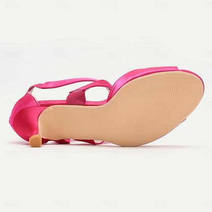 Women's Bowknot Wedding Heel Kitten Open Shoes Bridal