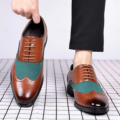 Men's Green Shoes Oxford Brown Wingtip and – in Two-Tone