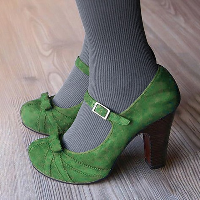 Heels Jane Black with Bow Suede Red Detail and Women's Mary