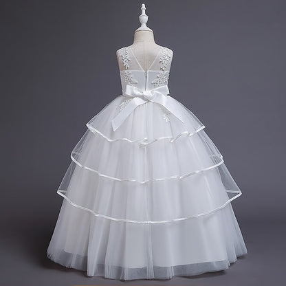 Girls' Sleeveless Color Dress Party Kids Solid