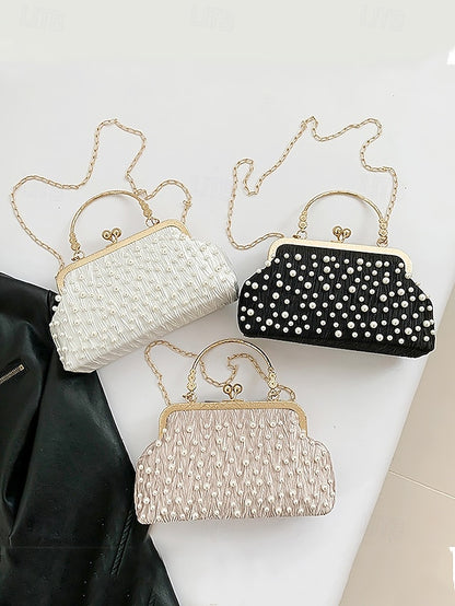 Clutch Elegant Evening – Women's Bag Beaded Pearl Vintage