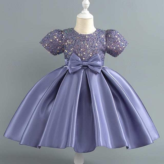 Sleeve Toddler Wedding Girls' Sequin Dress Party Short