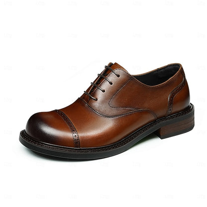 Shoes- Dress Leather Oxford Cap First Men's Toe Genuine