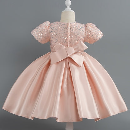 Sleeve Toddler Wedding Girls' Sequin Dress Party Short