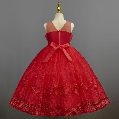 Girl Girls' Solid Flower Kids Dress Colored