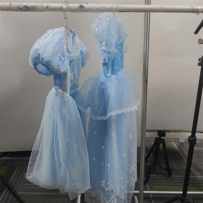 Cloak Dress Frozen Princess Cosplay Elsa Girl Flower