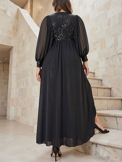 Black A-Line Mother Dress Bride the of Sparkle Size Plus