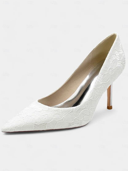 Pointed-Toe Lace-Embroidered Stiletto - Heels Women's