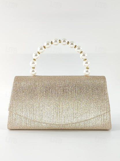 with Bag Clutch – Women's Pearl Glitter Handle Purple