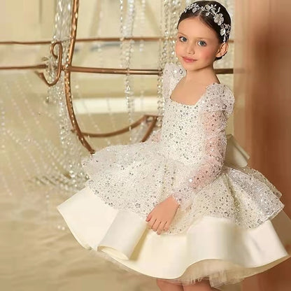 Summer Dress Spring Girls' 3D Sequin Fall Sleeve Long