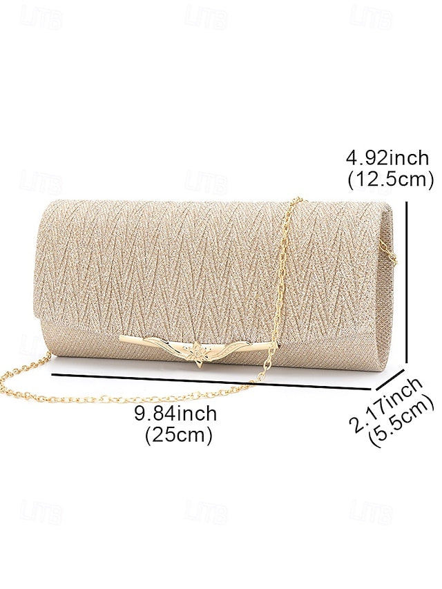 Evening Clutch Women's Handbag - Glitter Elegant Gold Party