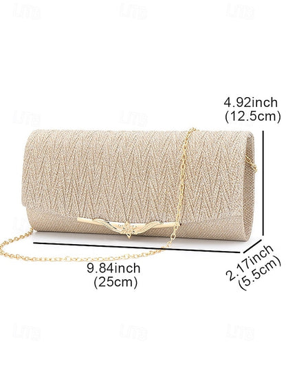 Evening Clutch Women's Handbag - Glitter Elegant Gold Party