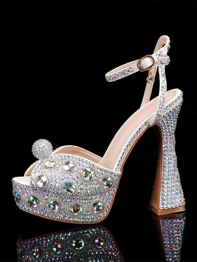 Women's Crystal-Embellished with Platform Sandals Glamorous