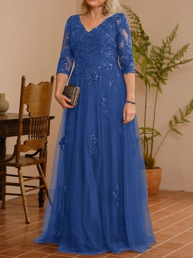 Bride the A-Line Elegant Dress of Neck Wedding Guest Mother V