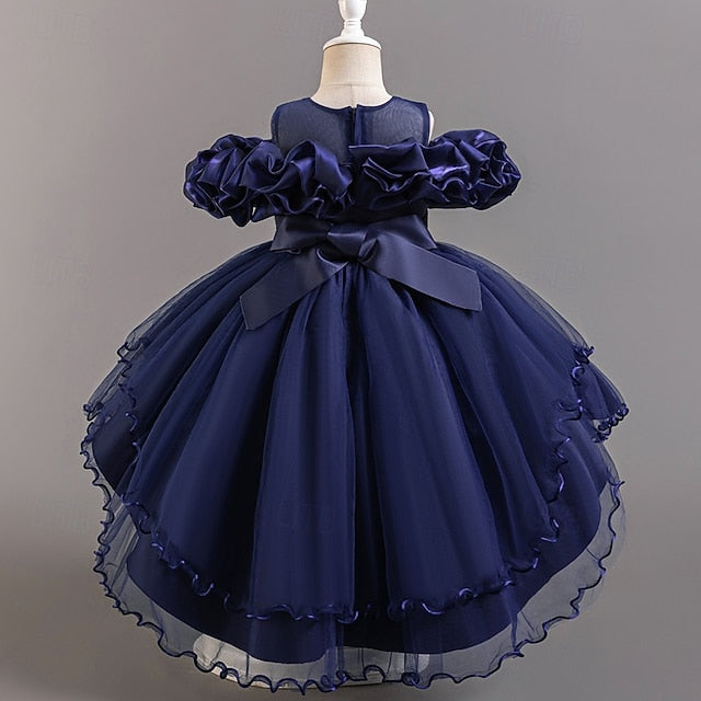 Dress Wedding Sleeve Girls' Kids Short Flower Floral Party