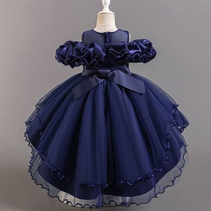 Dress Wedding Sleeve Girls' Kids Short Flower Floral Party