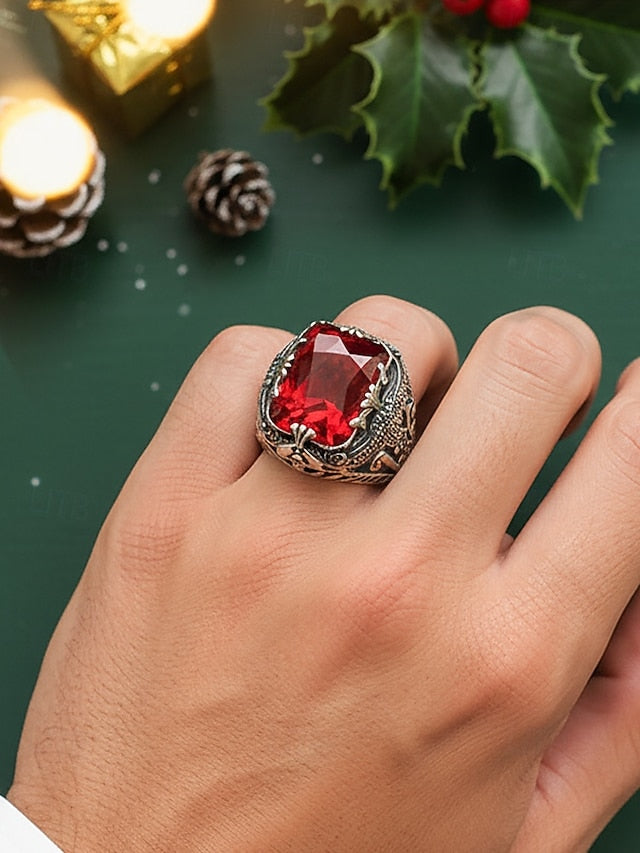 Gemstone Ring Alloy Men's