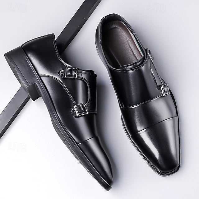– Shoes Elegant Men's Monk Strap Dress Leather Double