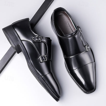– Shoes Elegant Men's Monk Strap Dress Leather Double