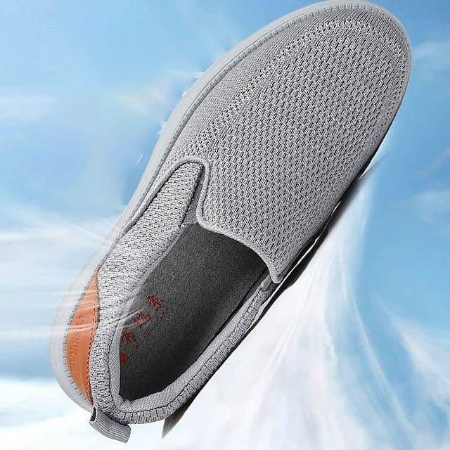 – Knit Navy Stretch Slip-On Sneakers Breathable Men's