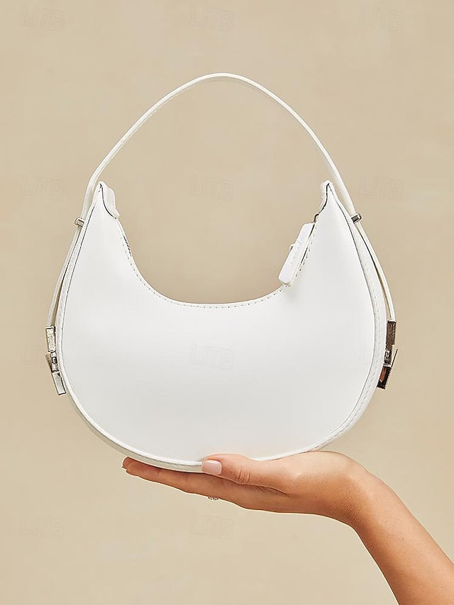 Elegant Ivory with Crescent Bag Hobo Silver - Hardware Sleek