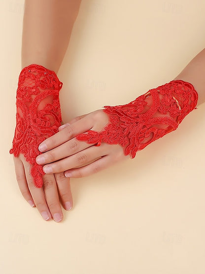 Gloves Vintage Wedding White Fingerless Bridal Lace Elegant –