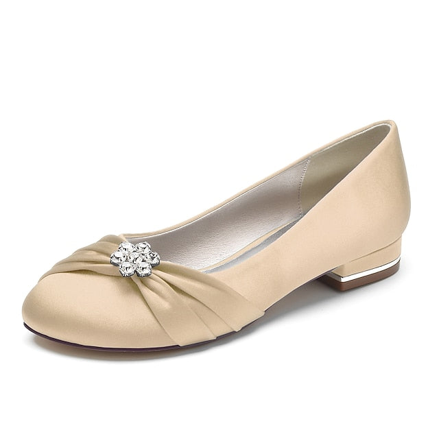 with Women's Satin Flats Rhinestone Blue Wedding Light