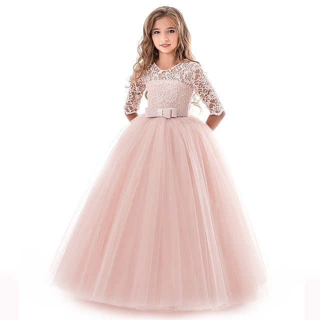 Lace Prom Girl Years 3-13 Kids Dress Princess Flower