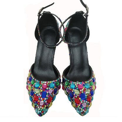 Multicolor Women's Wedding Rhinestone Shoes Heel High with