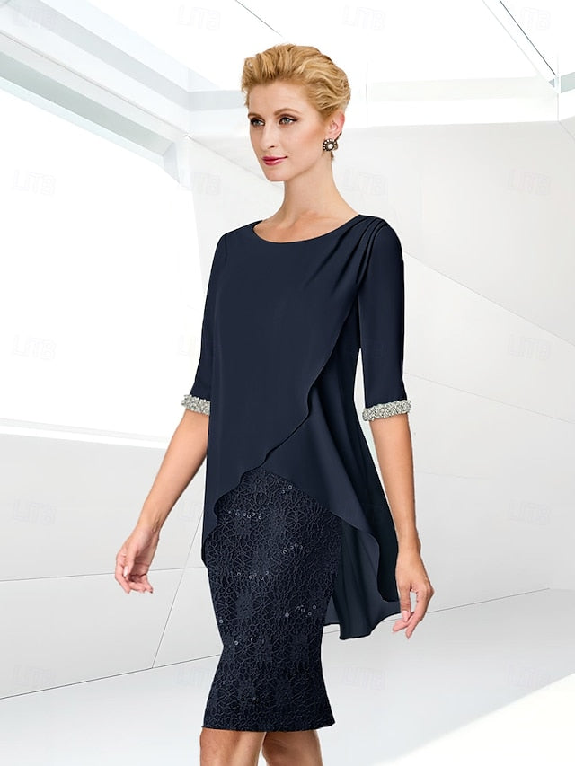 Mother Elegant Jewel Dress Beach the Wedding Sheath of Bride