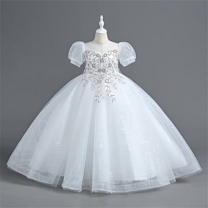 Party Dress Girl Girls' Solid Flower Color Kids