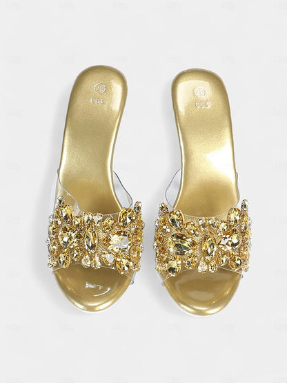 Clear Rhinestone Embellished Heels Women's – Platform