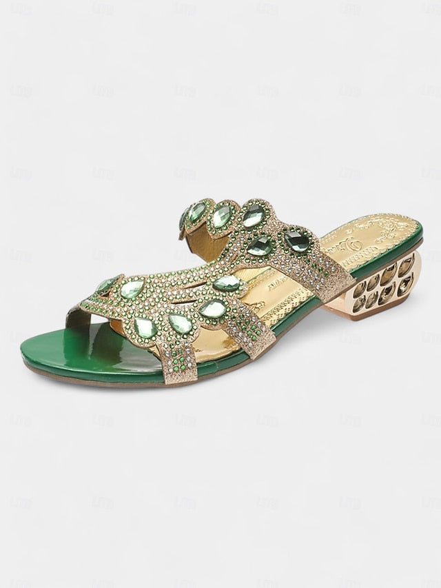 Sandals Blue – and Gold Open-Toe Crystal with Embellishments