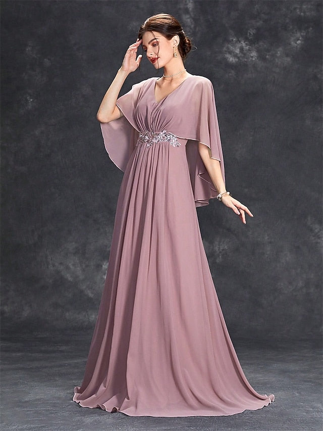 Mother Bride Elegant Dress V Neck the of Floor Party